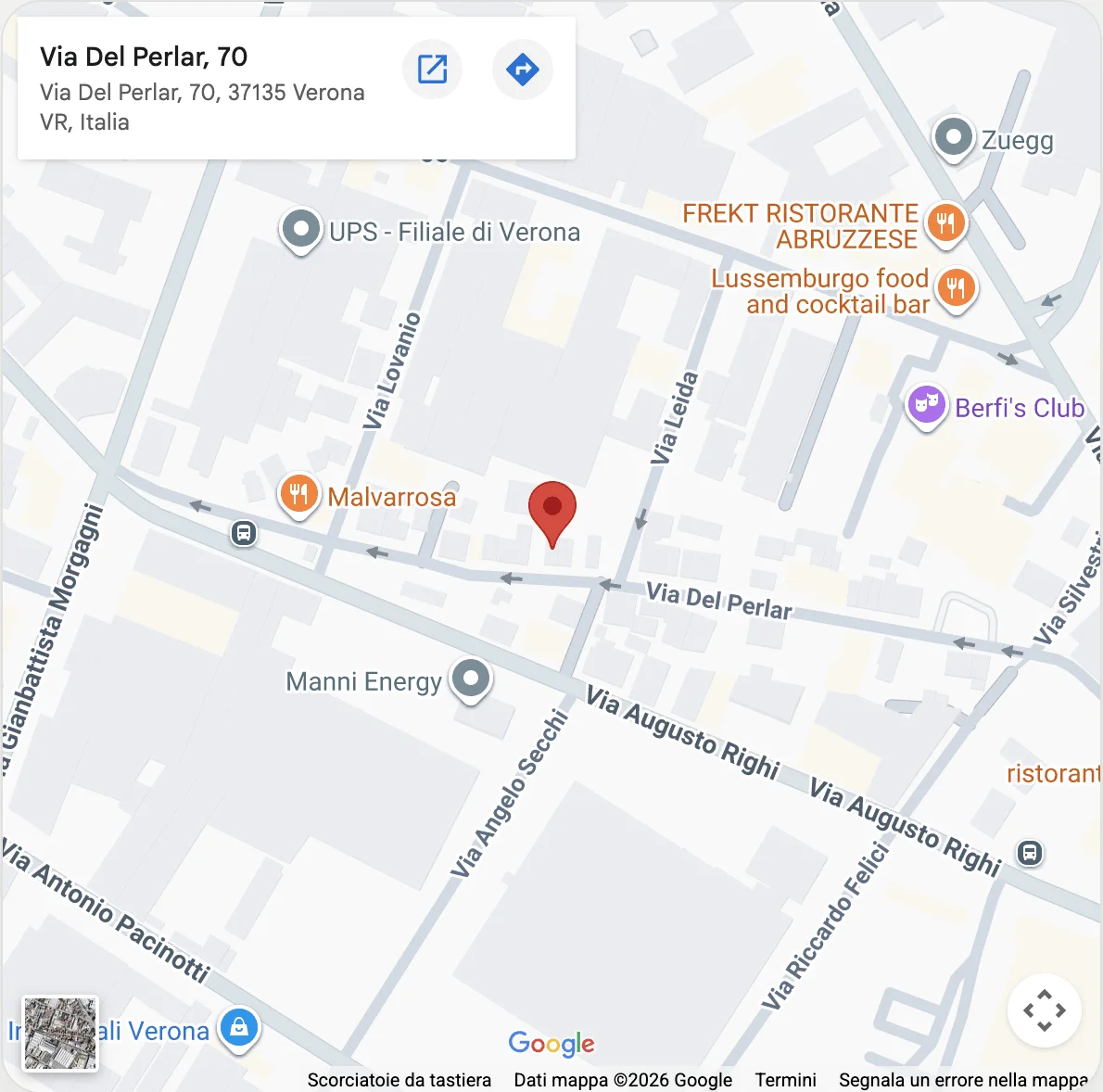 Mappa — sede Aitema S.r.l., Via del Perlar 70, Verona